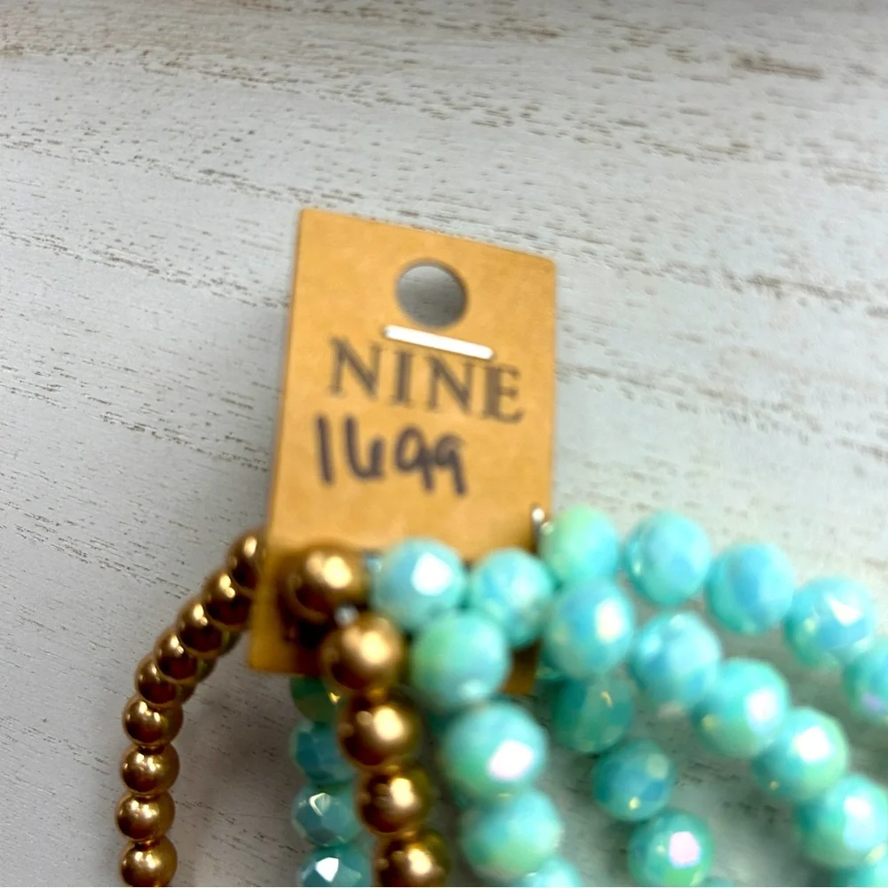 Bracelet - Turquoise & Gold Tone (Set of 4) - Picture 4 of 4